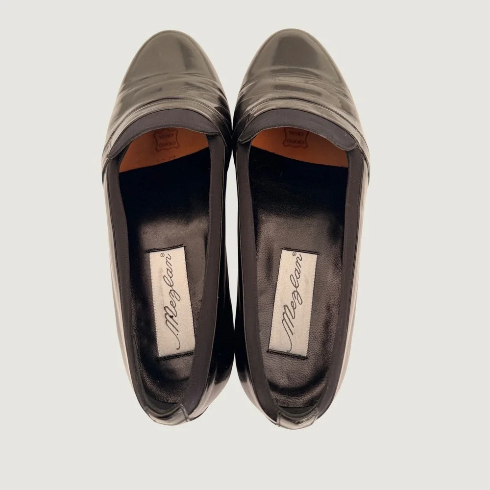 Mezlan Mens Black Patent Leather Loafers Dress Shoes Handcrafted Spain Size 9.5M